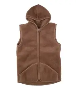 Wollen bodywarmer Dark brown volwassenen met hood - M